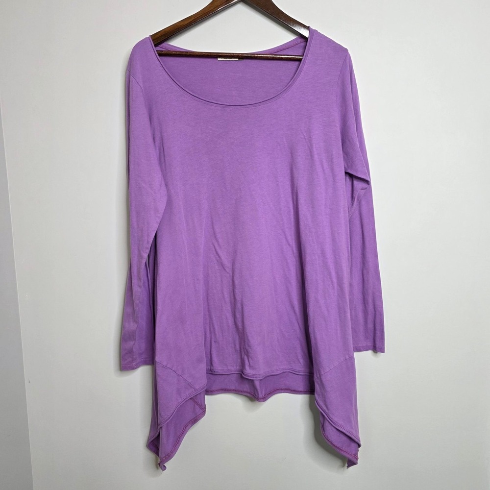 Chalet Long Sleeve Tunic Top Size XL Purple Sharkbite Hem Casual Comfort USA